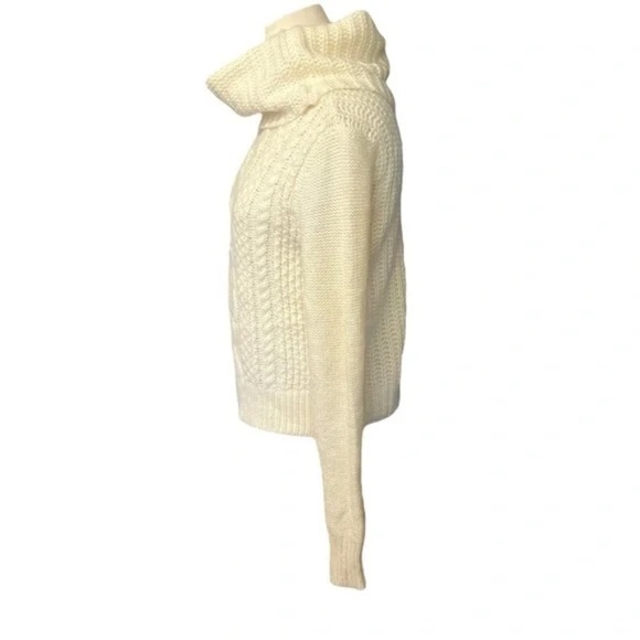 Express Cream Cable Knit Cowl Neck Sweater Wool Mohair Blend in XS - Picture 5 of 7
